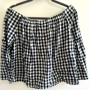 Who What Wear Gingham Off Shoulder Top